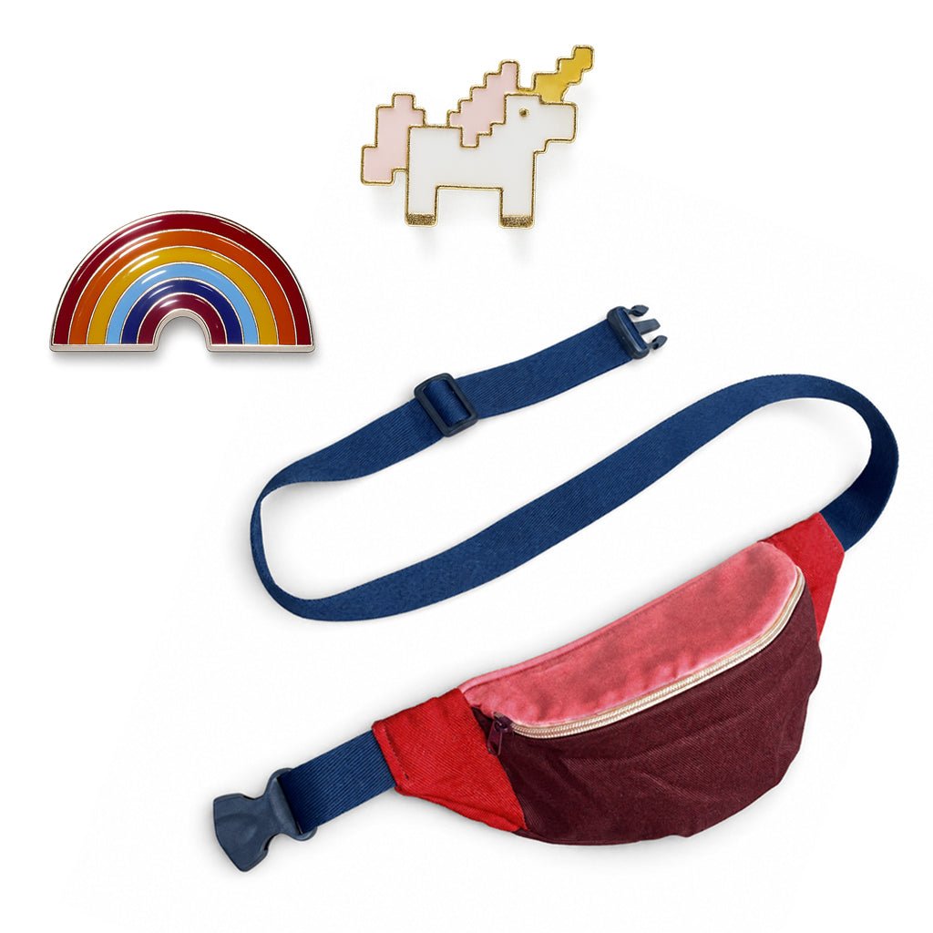 Pochete Supernova + Pin Unicórnio + Pin Arco-Íris - Pochetes Tá Mara!